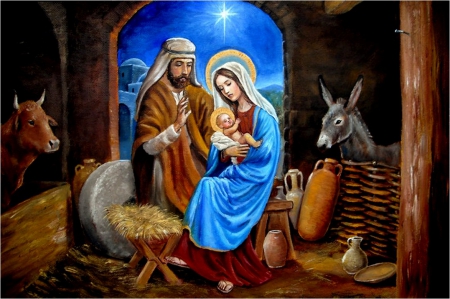 High Quality Nativity (Mary, Jesus, Joseph) Blank Meme Template