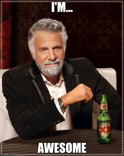 The Most Interesting Man In The World | I'M... AWESOME | image tagged in memes,the most interesting man in the world | made w/ Imgflip meme maker
