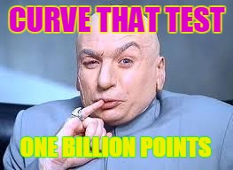 dr evil pinky | CURVE THAT TEST ONE BILLION POINTS | image tagged in dr evil pinky | made w/ Imgflip meme maker