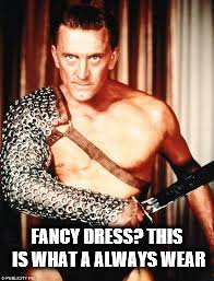 spartacus | FANCY DRESS? THIS IS WHAT A ALWAYS WEAR | image tagged in spartacus | made w/ Imgflip meme maker