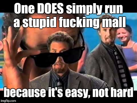 One DOES simply run a stupid f**king mall because it's easy, not hard | made w/ Imgflip meme maker