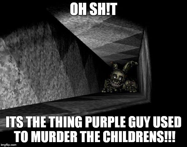 FnAF 3 | OH SH!T ITS THE THING PURPLE GUY USED TO MURDER THE CHILDRENS!!! | image tagged in fnaf 3 | made w/ Imgflip meme maker
