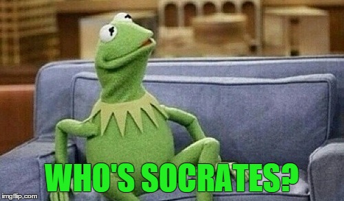 Kermit on Couch | WHO'S SOCRATES? | image tagged in kermit on couch | made w/ Imgflip meme maker