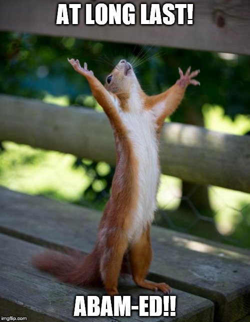 friday_squirrel | AT LONG LAST! ABAM-ED!! | image tagged in friday_squirrel | made w/ Imgflip meme maker