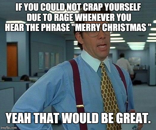That Would Be Great | IF YOU COULD NOT CRAP YOURSELF DUE TO RAGE WHENEVER YOU HEAR THE PHRASE "MERRY CHRISTMAS " YEAH THAT WOULD BE GREAT. | image tagged in memes,that would be great | made w/ Imgflip meme maker