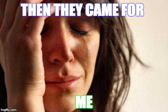 First World Problems Meme | THEN THEY CAME FOR ME | image tagged in memes,first world problems | made w/ Imgflip meme maker
