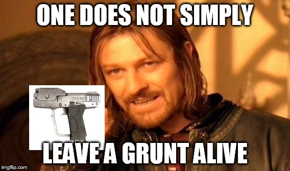 One Does Not Simply Meme | ONE DOES NOT SIMPLY LEAVE A GRUNT ALIVE | image tagged in memes,one does not simply | made w/ Imgflip meme maker