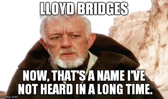 LLOYD BRIDGES NOW, THAT'S A NAME I'VE NOT HEARD IN A LONG TIME. | made w/ Imgflip meme maker