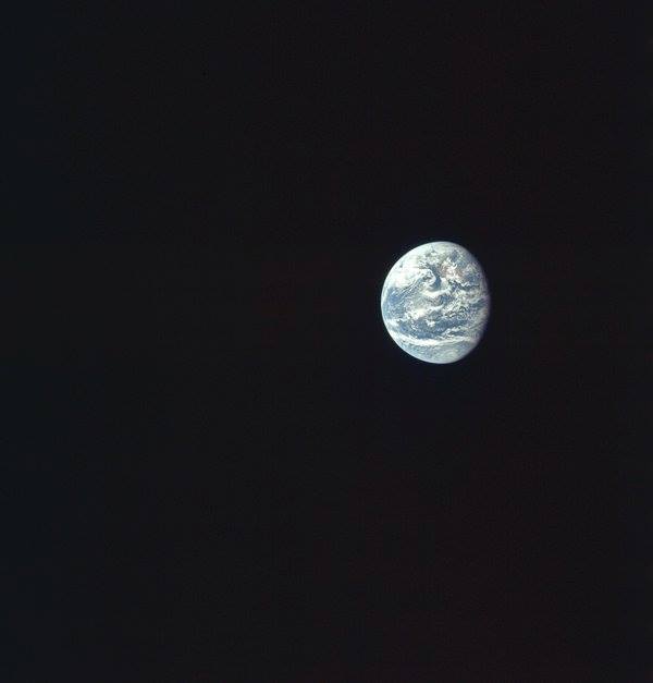 High Quality  An oasis of life amongst a sea of darkness. Earth from Apollo 1 Blank Meme Template