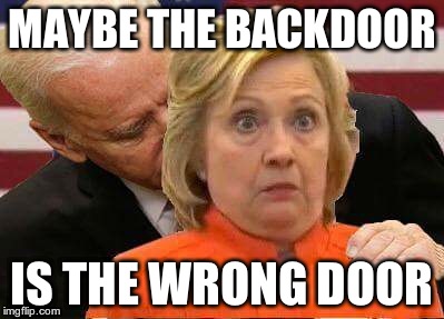 UnBiden | MAYBE THE BACKDOOR IS THE WRONG DOOR | image tagged in unbiden | made w/ Imgflip meme maker