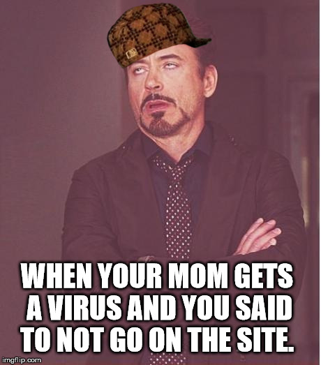 Face You Make Robert Downey Jr | WHEN YOUR MOM GETS A VIRUS AND YOU SAID TO NOT GO ON THE SITE. | image tagged in memes,face you make robert downey jr,scumbag | made w/ Imgflip meme maker