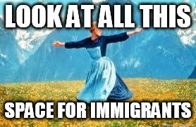 Look At All These | LOOK AT ALL THIS SPACE FOR IMMIGRANTS | image tagged in memes,look at all these | made w/ Imgflip meme maker