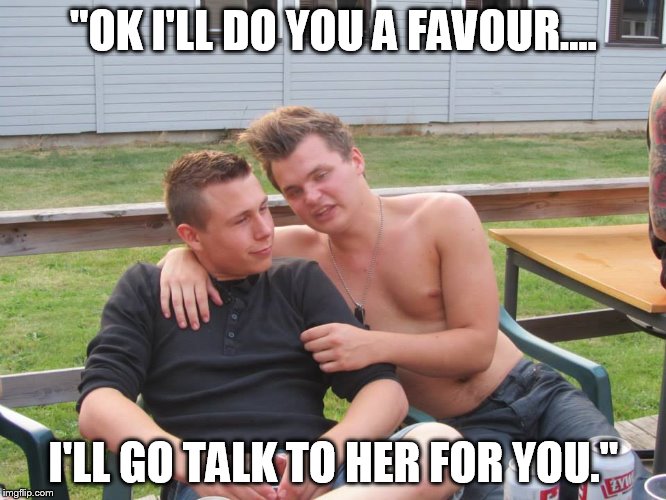 Trust me bro  | "OK I'LL DO YOU A FAVOUR.... I'LL GO TALK TO HER FOR YOU." | image tagged in bad advice guy | made w/ Imgflip meme maker