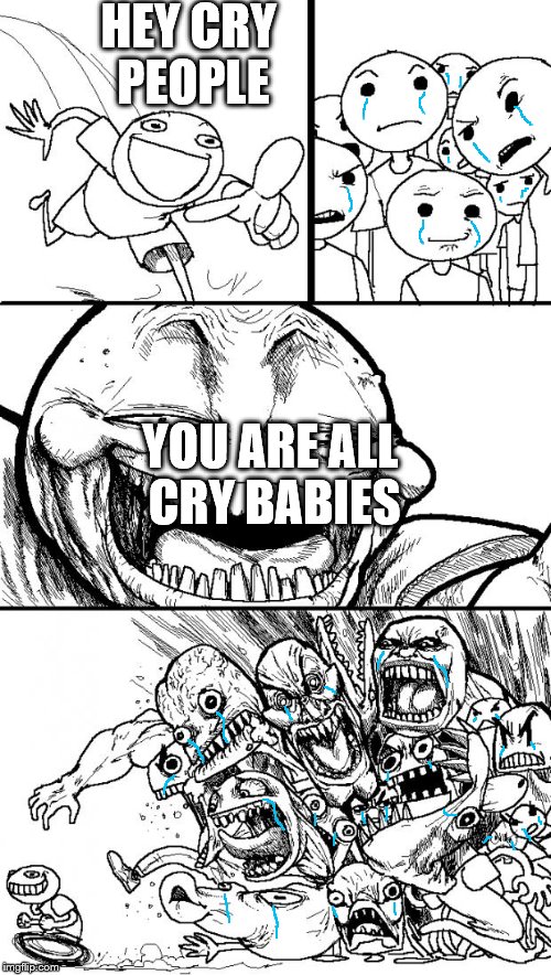 Hey Internet Meme | HEY CRY PEOPLE YOU ARE ALL CRY BABIES | image tagged in memes,hey internet | made w/ Imgflip meme maker