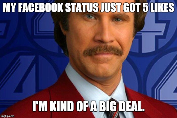 Kind of a big deal | MY FACEBOOK STATUS JUST GOT 5 LIKES I'M KIND OF A BIG DEAL. | image tagged in kind of a big deal | made w/ Imgflip meme maker