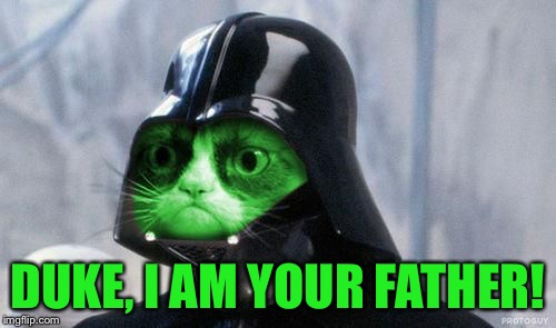 Grumpy RayVader | DUKE, I AM YOUR FATHER! | image tagged in grumpy rayvader | made w/ Imgflip meme maker