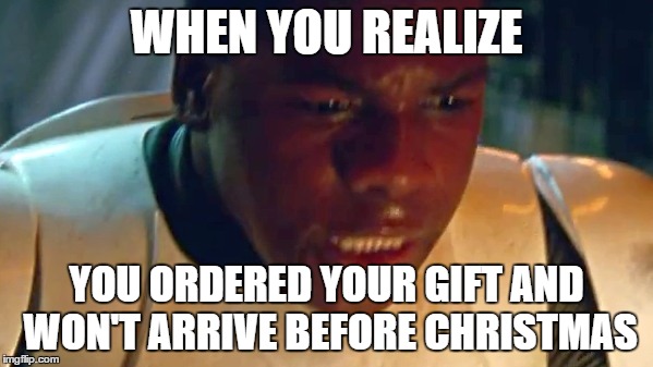 Finnzone | WHEN YOU REALIZE YOU ORDERED YOUR GIFT AND WON'T ARRIVE BEFORE CHRISTMAS | image tagged in finnzone | made w/ Imgflip meme maker