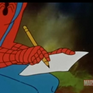Spiderman writing Blank Meme Template