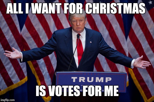 Donald Trump | ALL I WANT FOR CHRISTMAS IS VOTES FOR ME | image tagged in donald trump | made w/ Imgflip meme maker