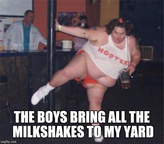 sexy dancer | THE BOYS BRING ALL THE MILKSHAKES TO MY YARD | image tagged in sexy dancer | made w/ Imgflip meme maker