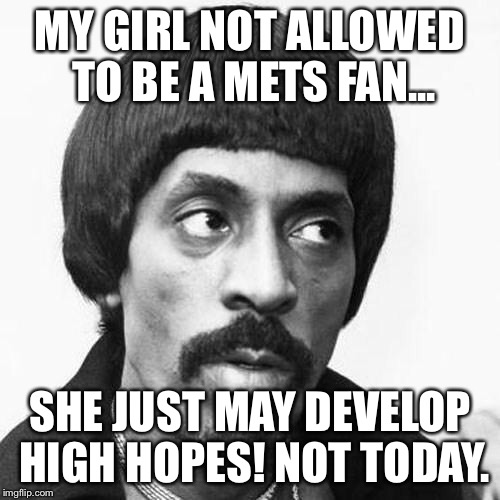 ike turner | MY GIRL NOT ALLOWED TO BE A METS FAN... SHE JUST MAY DEVELOP HIGH HOPES! NOT TODAY. | image tagged in ike turner | made w/ Imgflip meme maker