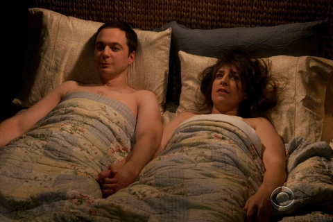 Sheldon and Amy Bed Blank Meme Template