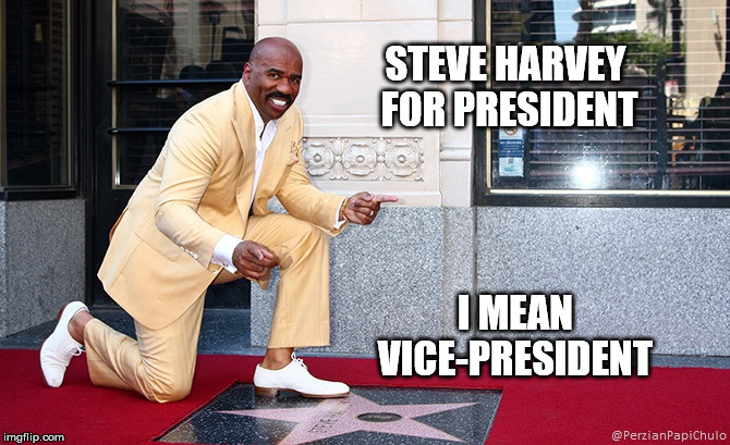 Steve Harvey For President | STEVE HARVEY FOR PRESIDENT I MEAN VICE-PRESIDENT | image tagged in steve harvey,president,miss universe | made w/ Imgflip meme maker