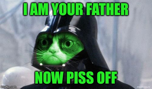 Grumpy RayVader | I AM YOUR FATHER NOW PISS OFF | image tagged in grumpy rayvader | made w/ Imgflip meme maker