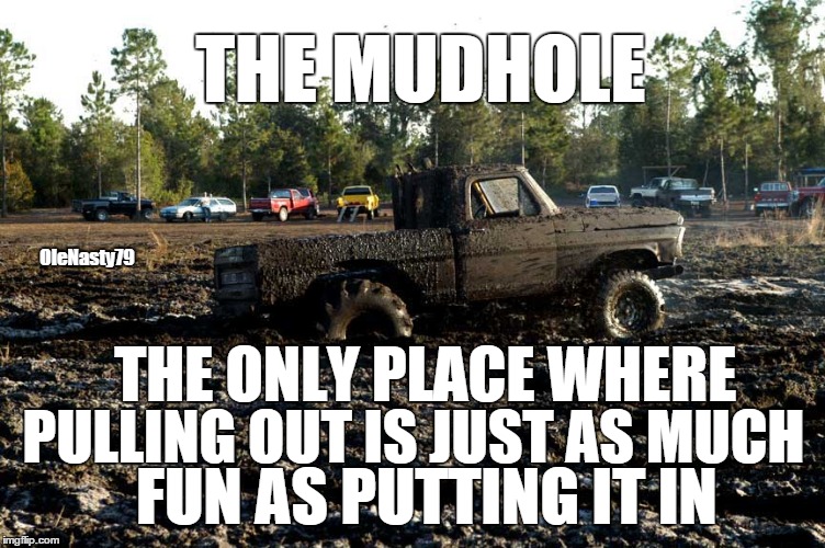 THE MUDHOLE PULLING OUT IS JUST AS MUCH THE ONLY PLACE WHERE FUN AS PUTTING IT IN OleNasty79 | image tagged in mudhole,4x4,mudding,ford | made w/ Imgflip meme maker