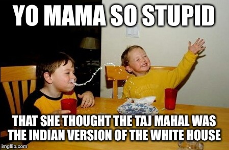 Yo Mamas So Fat Meme | YO MAMA SO STUPID THAT SHE THOUGHT THE TAJ MAHAL WAS THE INDIAN VERSION OF THE WHITE HOUSE | image tagged in memes,yo mamas so fat | made w/ Imgflip meme maker