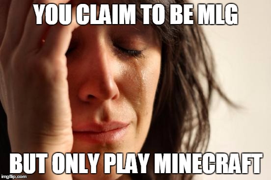 First World Problems | YOU CLAIM TO BE MLG BUT ONLY PLAY MINECRAFT | image tagged in memes,first world problems | made w/ Imgflip meme maker