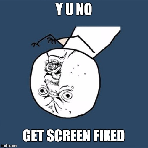 Y U No Meme | Y U NO GET SCREEN FIXED | image tagged in memes,y u no | made w/ Imgflip meme maker