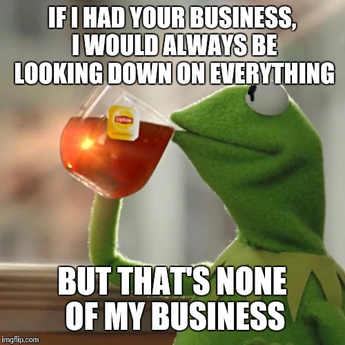 But That's None Of My Business Meme | IF I HAD YOUR BUSINESS, I WOULD ALWAYS BE LOOKING DOWN ON EVERYTHING BUT THAT'S NONE OF MY BUSINESS | image tagged in memes,but thats none of my business,kermit the frog | made w/ Imgflip meme maker