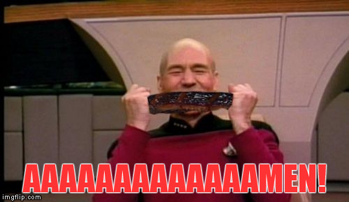 Picard eating rib | AAAAAAAAAAAAAMEN! | image tagged in picard eating rib | made w/ Imgflip meme maker