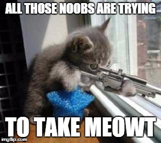 this is me in COD | ALL THOSE NOOBS ARE TRYING TO TAKE MEOWT | image tagged in catsniper | made w/ Imgflip meme maker