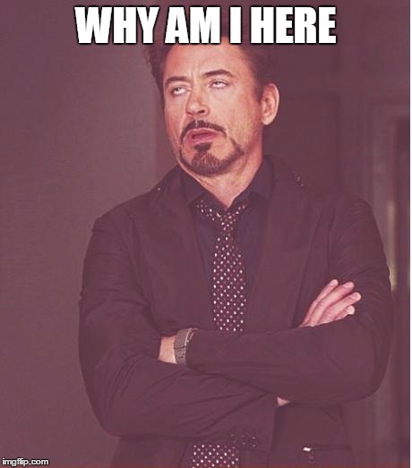 Face You Make Robert Downey Jr | WHY AM I HERE | image tagged in memes,face you make robert downey jr | made w/ Imgflip meme maker