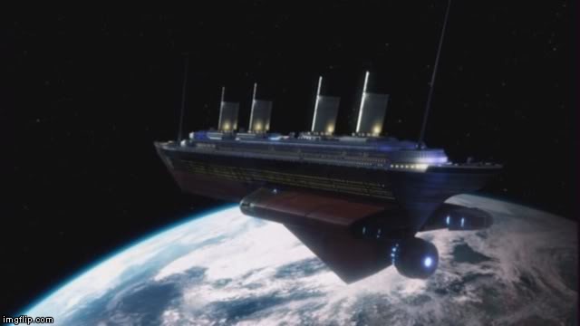 Dr. Who the Titanic | image tagged in dr who,the titanic,space ship | made w/ Imgflip meme maker