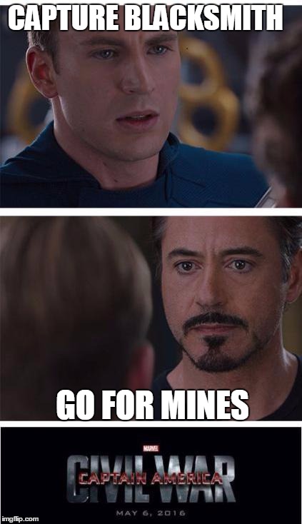 Marvel Civil War 1 Meme | CAPTURE BLACKSMITH GO FOR MINES | image tagged in memes,marvel civil war 1 | made w/ Imgflip meme maker