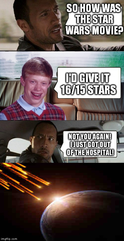 The Tombstone Duo Strikes Back | SO HOW WAS THE STAR WARS MOVIE? I'D GIVE IT 16/15 STARS NOT YOU AGAIN! I JUST GOT OUT OF THE HOSPITAL! | image tagged in poor rock,bad luck brian,the rock driving,jeffey_dommer,socrates | made w/ Imgflip meme maker