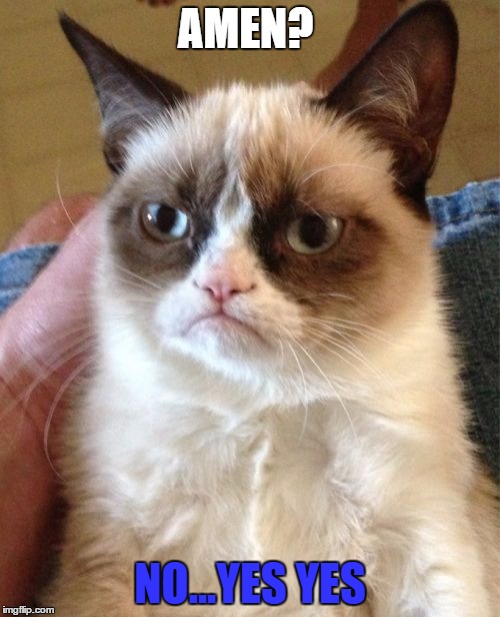 Grumpy Cat Meme | AMEN? NO...YES YES | image tagged in memes,grumpy cat | made w/ Imgflip meme maker