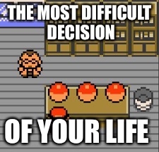 There are decisions and vital decisions | THE MOST DIFFICULT DECISION OF YOUR LIFE | image tagged in pokemon | made w/ Imgflip meme maker