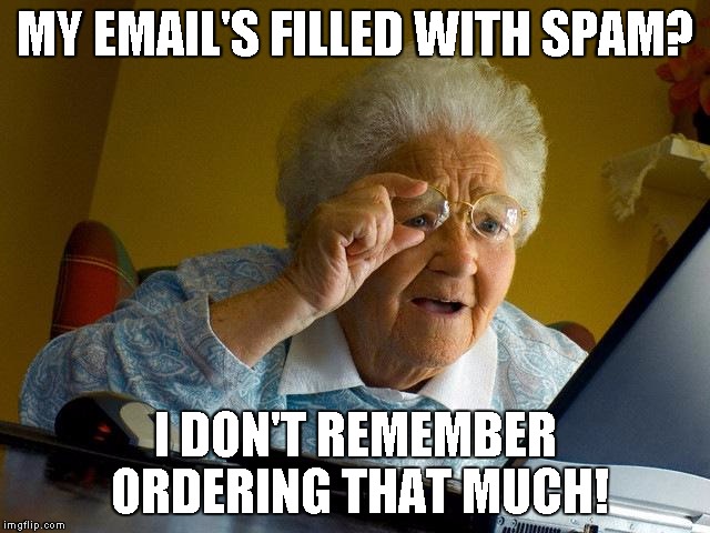 Another car advert | MY EMAIL'S FILLED WITH SPAM? I DON'T REMEMBER ORDERING THAT MUCH! | image tagged in memes,grandma finds the internet | made w/ Imgflip meme maker