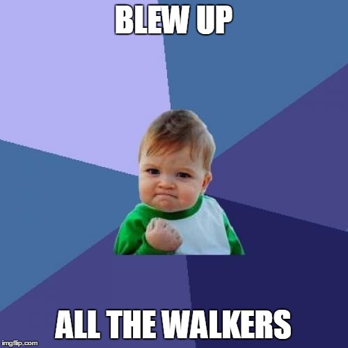Success Kid Meme | BLEW UP ALL THE WALKERS | image tagged in memes,success kid | made w/ Imgflip meme maker