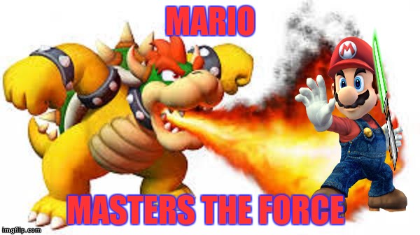 No more breaking blocks with his head! | MARIO MASTERS THE FORCE | image tagged in mario,the force awakens,funny | made w/ Imgflip meme maker
