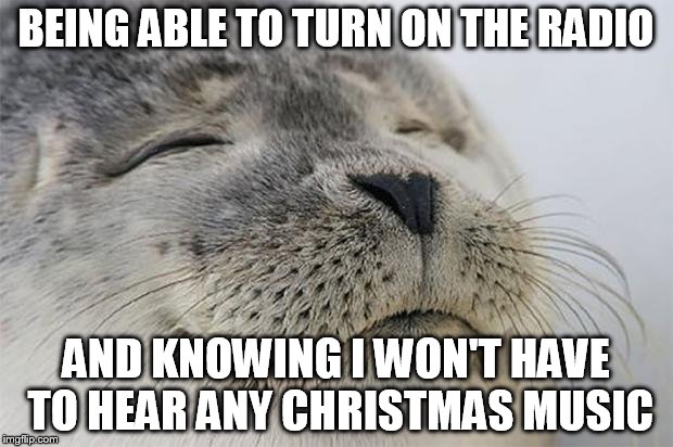 Satisfied Seal | BEING ABLE TO TURN ON THE RADIO AND KNOWING I WON'T HAVE TO HEAR ANY CHRISTMAS MUSIC | image tagged in memes,satisfied seal | made w/ Imgflip meme maker