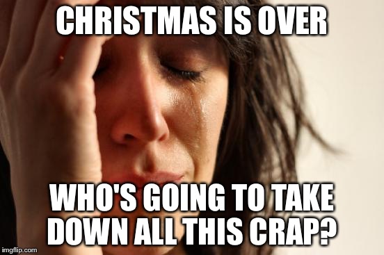 First World Problems | CHRISTMAS IS OVER WHO'S GOING TO TAKE DOWN ALL THIS CRAP? | image tagged in memes,first world problems | made w/ Imgflip meme maker