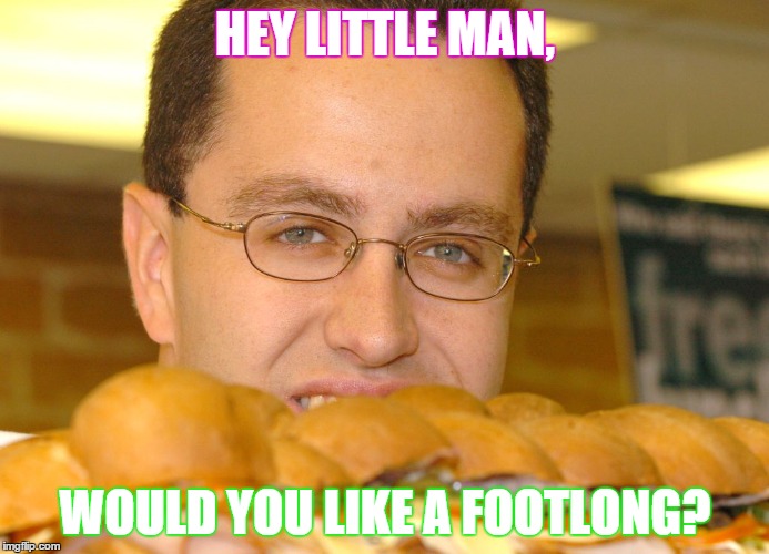 Pedophiles at subway | HEY LITTLE MAN, WOULD YOU LIKE A FOOTLONG? | image tagged in jared from subway | made w/ Imgflip meme maker