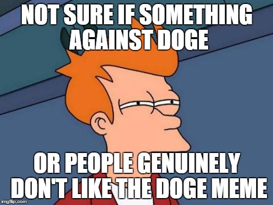 Come on guys can't doge be front page at least once? | NOT SURE IF SOMETHING AGAINST DOGE OR PEOPLE GENUINELY DON'T LIKE THE DOGE MEME | image tagged in memes,futurama fry | made w/ Imgflip meme maker