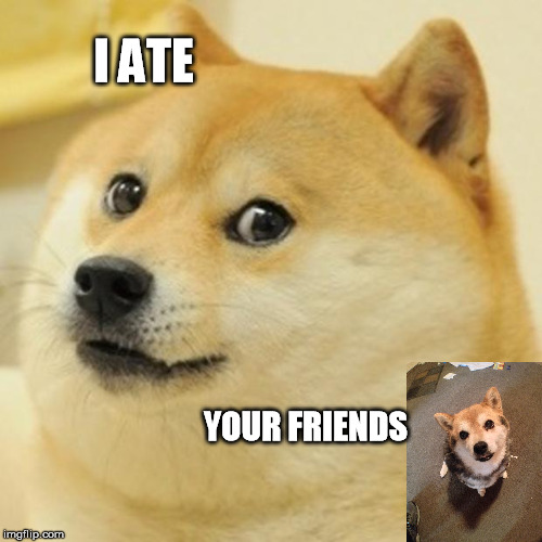 Doge | I ATE YOUR FRIENDS | image tagged in memes,doge | made w/ Imgflip meme maker