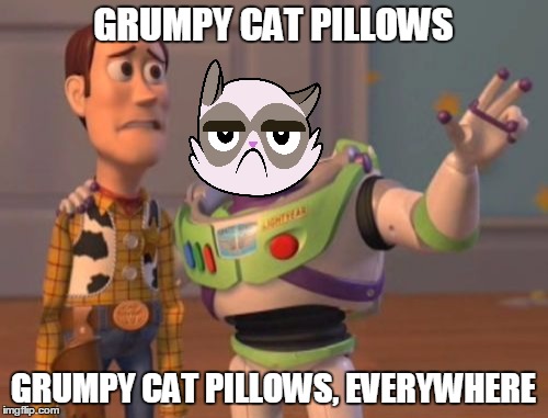 X, X Everywhere Meme | GRUMPY CAT PILLOWS GRUMPY CAT PILLOWS, EVERYWHERE | image tagged in memes,x x everywhere | made w/ Imgflip meme maker